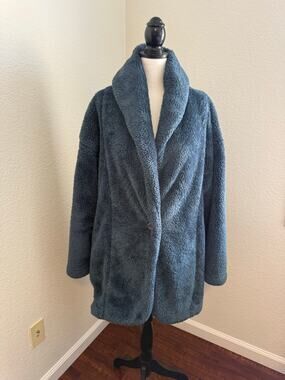 Ugg Annona Sherpa Travel Cardigan Coat Fleece Blue XL
